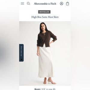 Abercrombie & Fitch White Satin Maxi Skirt ivory EUC